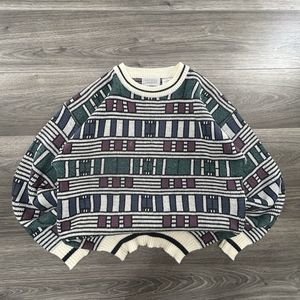 Vintage Grandpa Art Sweater Adult Large Geometric Colorful USA 80s 90s EUC